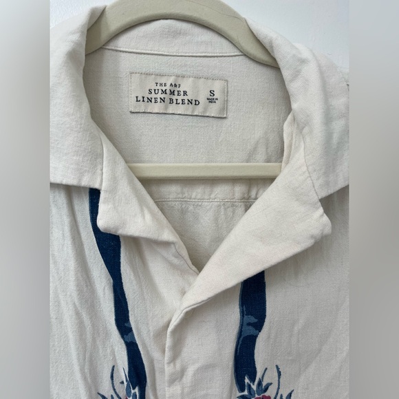 Summer Linen Blend Collared Button Up with Fruit Pattern - Picture 2 of 4